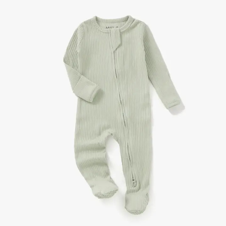 Ribbed Footie - Pistachio image 0